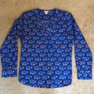 J Crew Blue Floral Blouse
